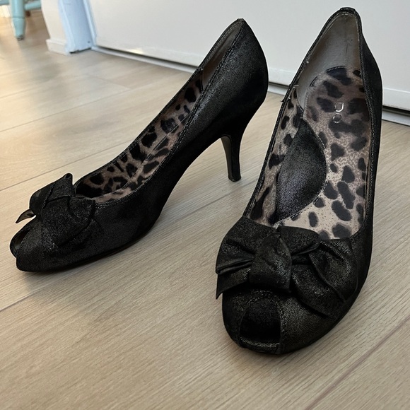 Shimmery black peep toe heels - Aldo size 40 - Picture 4 of 13